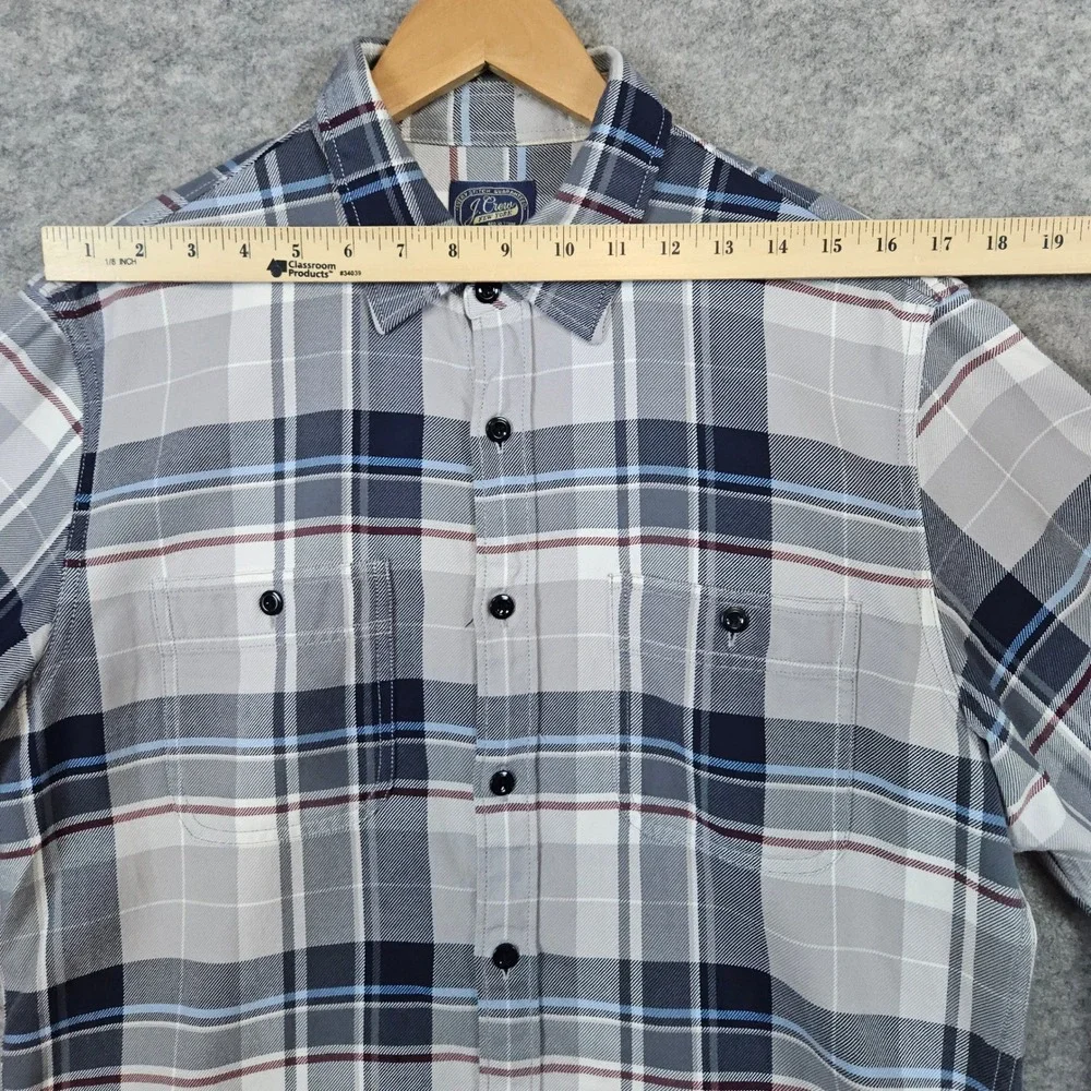 J Crew Men's Gray & Blue Plaid Long Sleeve Button Up Shirt Size M Cotton‎ Casual